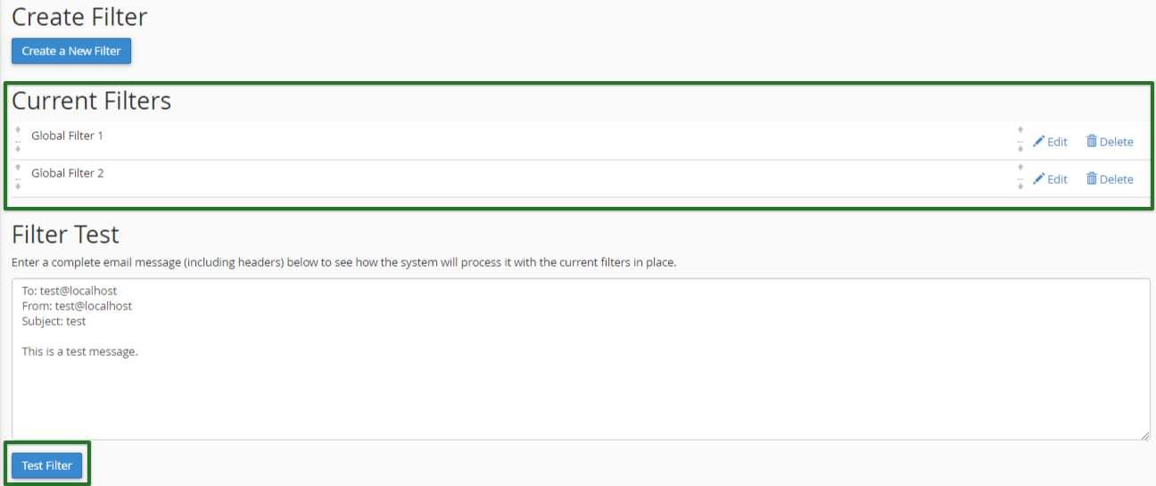 Test email filters