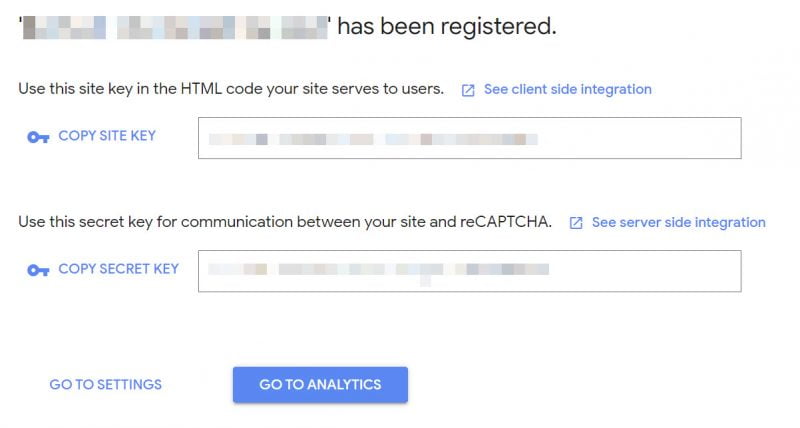 recaptcha created