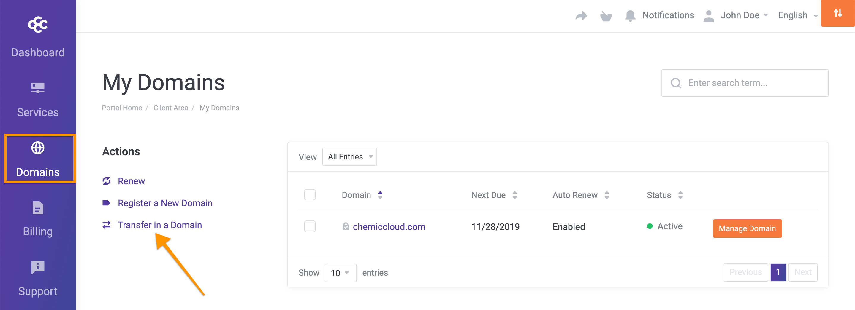 Transfer Domain
